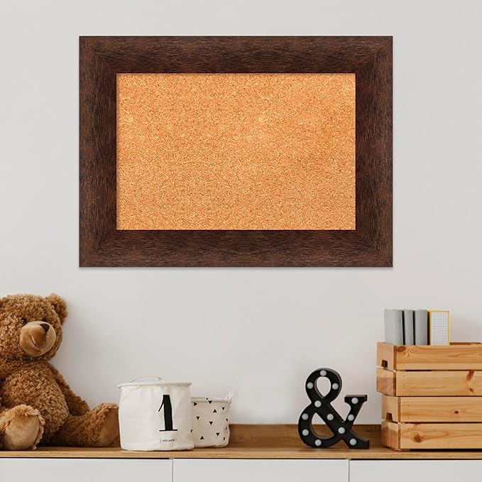Amanti Art Natural Cork Board for Wall, 17x23 Vision Board with Brown Wood Frame, Small Corkboard Office Decor for Home Organization, Casual Corkboard Pinboard to Display Items for Home Organization
