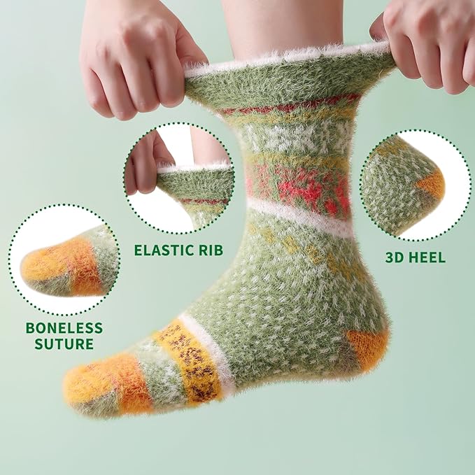 5 Pairs Fuzzy Soft Cozy Comfortable Socks for Women, Casual Sleep Comfy Socks, Perfect Warm Winter Gifts for Women