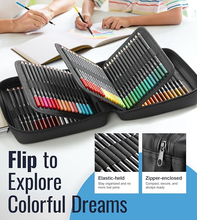 120 Pack Colored Pencils for Adult Coloring Books, Soft Core Oil Based Color Pencils with Sketch Book, Color Book, Art Supplies with Zipper Case, Gifts for Kids, Adults, Artists, Professionals