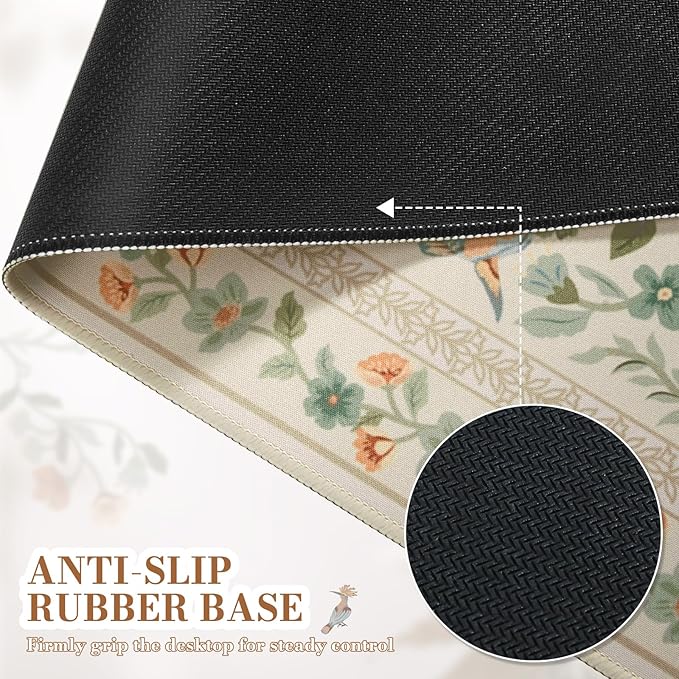 iCasso Desk Mat for Keyboard and Mouse, Large Mouse Pad, Desk Pad Mat, Anti-Slip Big Mousepad with Stitched Edges for Computer Desktop(Beige)