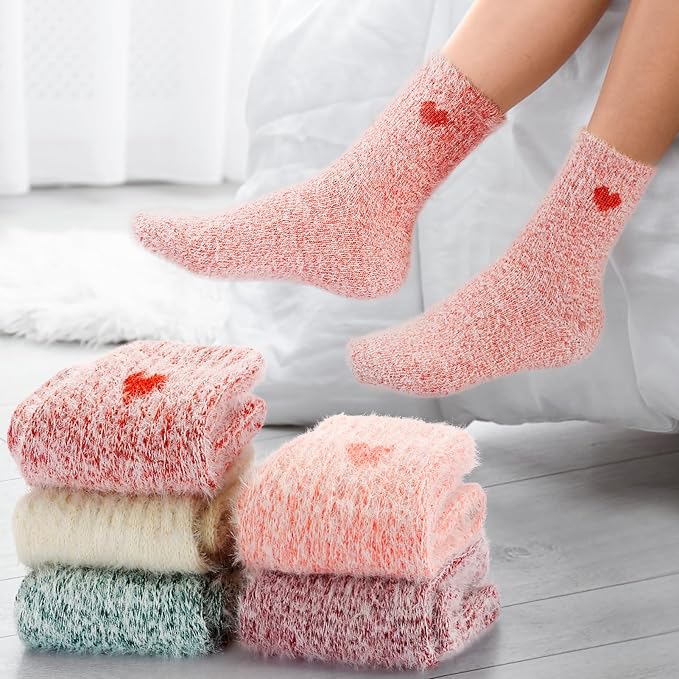 5 Pairs Fuzzy Soft Cozy Comfortable Socks for Women, Casual Sleep Comfy Socks, Perfect Warm Winter Gifts for Women
