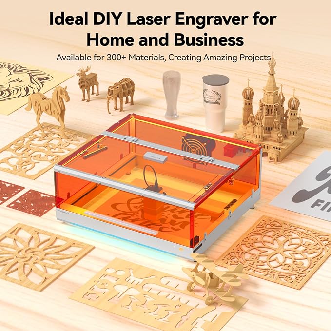 TOOCAA 10W Laser Engraver with Air Assist, Laser Cutter and Lazer Engraving Machines with Enclosure,Status Atmosphere Light,USB Safety Interlock for Tumblers Wood Metal Acrylic