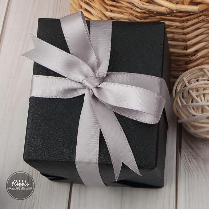 Ribbli Silver Double Faced Satin Ribbon,1/2” x Continuous 25 Yards,Use for Craft Bows Bouquet, Gift Wrapping, Wedding Decoration, Floral Arrangement