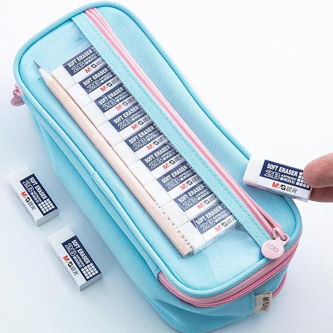 M&G 24 Pack Erasers Pencil Erasers, 2B White Rubber Eraser Rectangular Bulk for Kids School Students Office, Art Erasers for Drawing