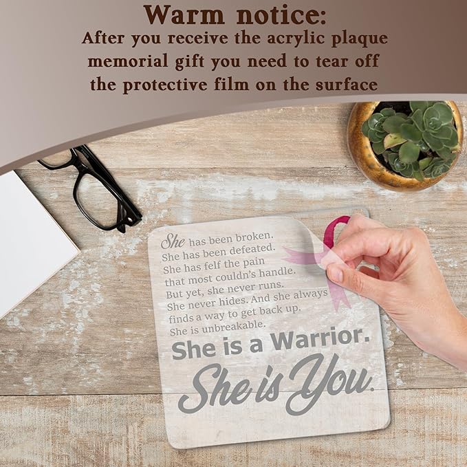 Breast Cancer Survivor Gifts for Women Mom, She is a Warrior She is You Acrylic Plaque Sign. Inspirational Gifts for Woman, Cancer Fighter Patients