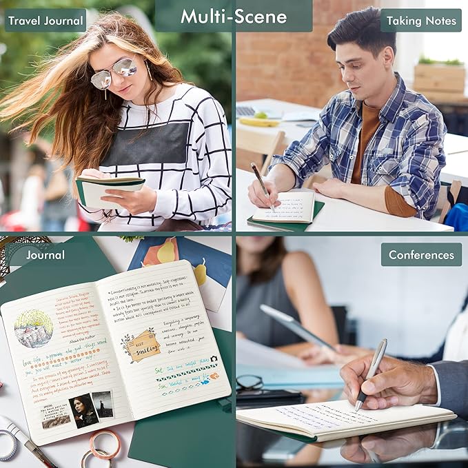 36 Pack Soft Cover Journal Bulk, Feela Lined Blank Travel Journal for Women Men Writing, Notebooks College Ruled for Work, Note Taking Notebook School Business Supplies, 8.2” x 5.5”, A5, Dark Green