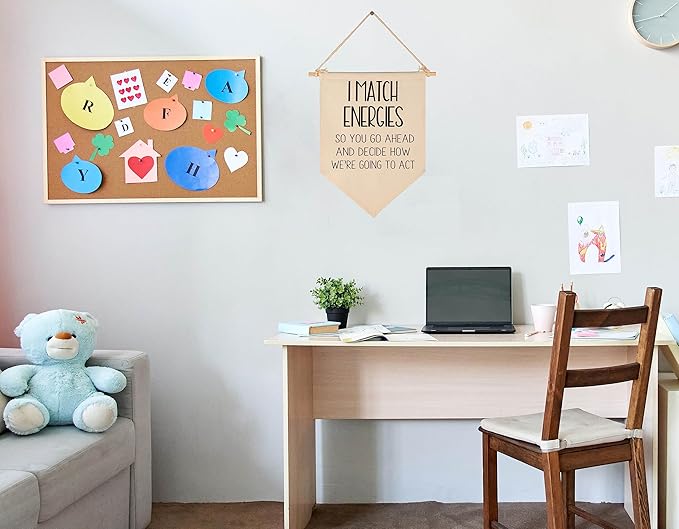 Funny Office Wall Decor- I Match Energies Banner - Empath Gifts- Coworker Gift-Office Wall Sign - Canvas Hanging Pennant Flag Banner Wall Sign Decor