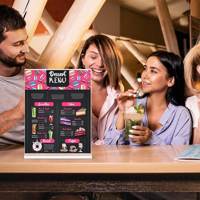 Acrylic Sign Holder 8.5 x 11, Double Sided Sign Holder Stand, Plastic 10 Pack Table Paper Stand, Vertical Menu Flyer Stand, T Shape Table Flyer Holder