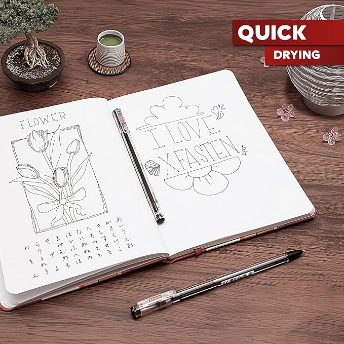 XFasten 0.38mm Gel Pens 72-Pack Japanese-Style Extra-Fine Black Gel Ink Ballpoint, Smooth Ink Flow, Smudge-Free, Quick-Drying, No Smear for Journaling, Note-Taking, Office, and School