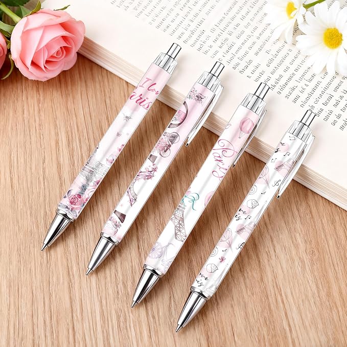 Paris Travel Ballpoint Pens - 24Pcs Paris Souvenirs Gifts French City Travel Pens Set Eiffel Tower Retractable Smooth Ball Point Pen France Souvenirs Gift for Office School Stationery Traveler