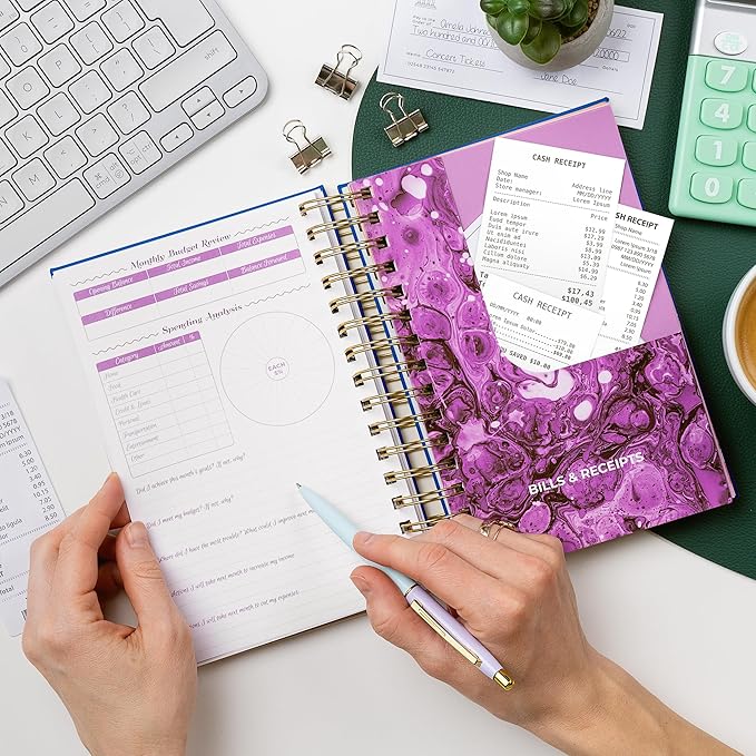 GoGirl Budget Planner & Monthly Bill Organizer – Monthly Financial Book with Pockets. Expense Tracker Notebook Journal, Compact (Blue)