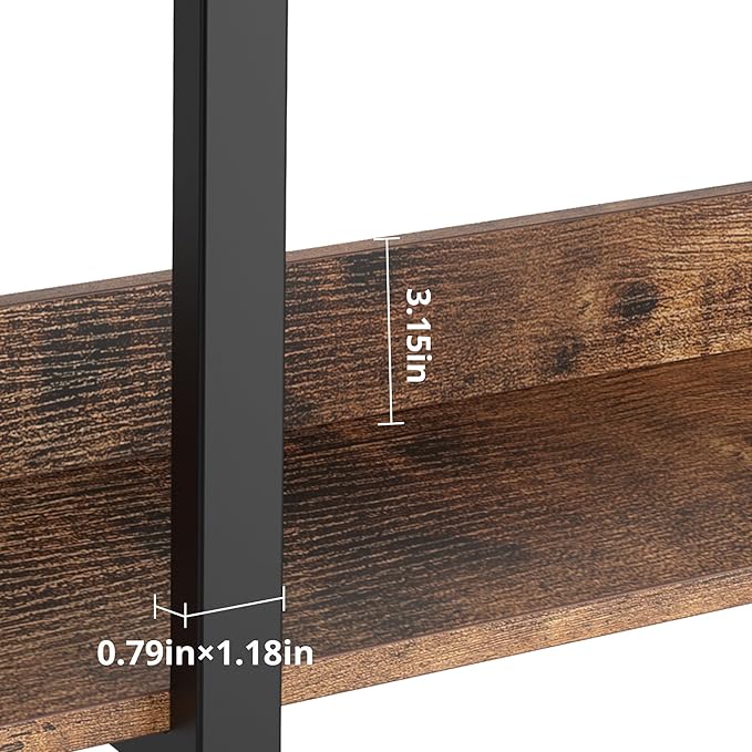 IRONCK Bookcase and Bookshelves Triple Wide 5 Tiers Large Open Shelves, Etagere Bookcases with Back Fence for Home Office Decor, Easy Assembly, Vintage Brown