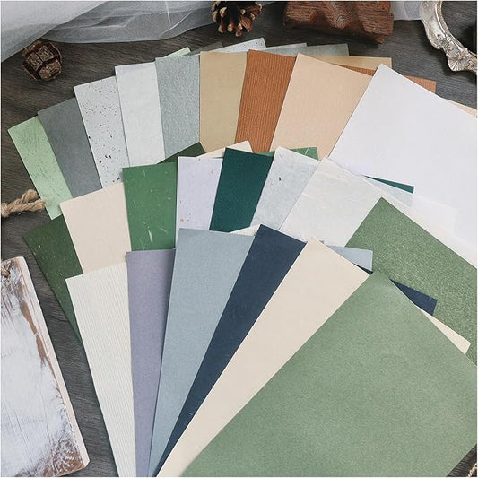 30 Pcs Scrapbook Paper Textured Paper, A4 Craft Scrapbooking Psaper Mulberry Papers Special Decorative Papers for Scrapbooking, Art Journaling, Card Making