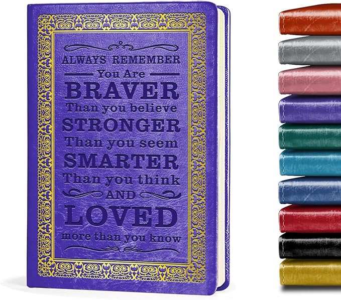 Purple A5 Lined Leather Journal Notebook,Inspirational Leather Journal Notebook for Men Women,200 Pages 100 Gsm Thick Ruled Paper Daily Diary for School,Travel,Business,Work (Purple)