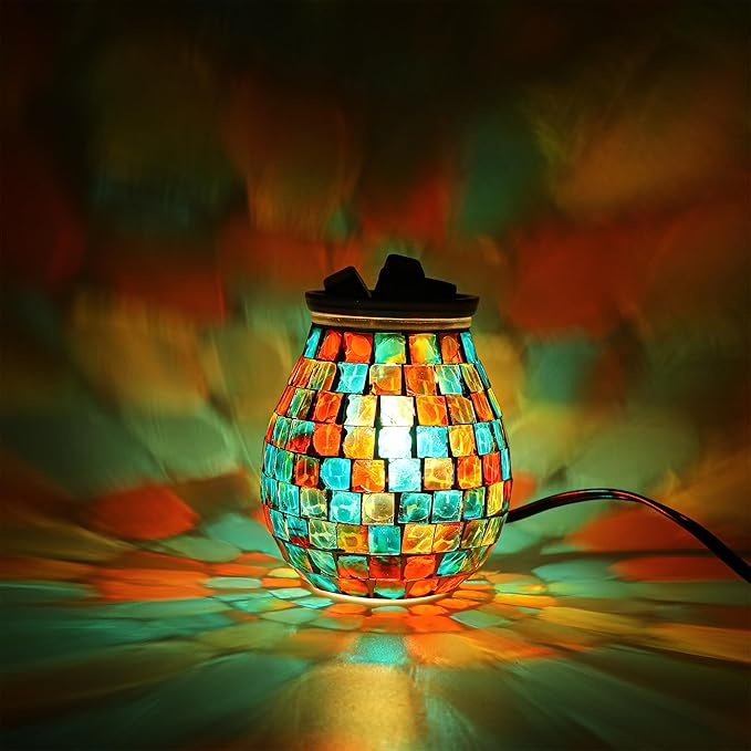 mocosa Handcrafted Mosaic Glass Electric Wax Melt Warmer Wax Burner Melter Fragrance Warmer for Home Office Bedroom Living Room Gifts, Décor