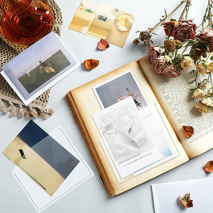 Junkin 20 Pcs Adhesive Pockets for Planners Index Card Pockets Planner Accessories Folder Self Sticky Clear Ideal Holder Top Open Add Storage Space to Notebooks Journal Office School Vinyl, 2 Styles