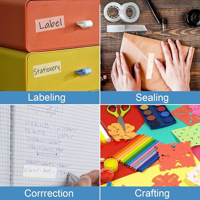 Beieverluck 48 Rolls Invisible Tape Refill 3/4 Inch X 1000 Inches Matte Tape for Dispenser Refill 1 Inch Core Magic Tape for Office Home School Supplies Correction Labeling Gift Wrapping Tape Roll