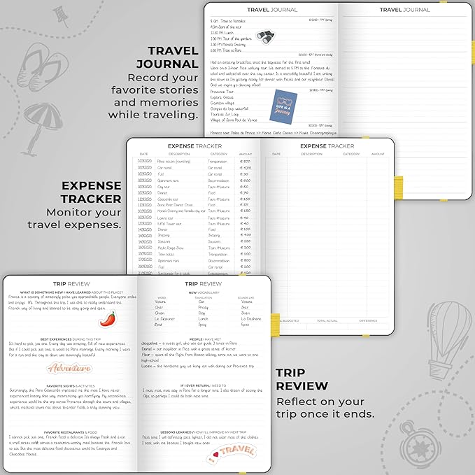 Clever Fox Travel Journal – Vacation & Trip Organizer with Budget Plan, Packing List, Travelling Expense Tracker, A5 (Black)