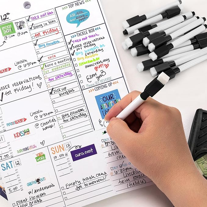 100 Pcs Black Magnetic Dry Erase Markers with Eraser Cap, White Board Mini Dry erase Markers Bulk, Fine Point Tip Student White Board Markers for Teachers Office School Supplies