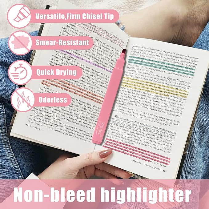 Bible Highlighters,Aesthetic Cute Highlighters Bulk,8pcs Colorful Highlighter Markers No Bleed for Office School Supplies