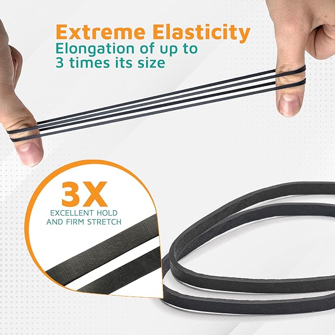 PlasticMill UV Resistant Rubber Bands Size 33 (3 1/2" x 1/8") - EPDM #33 Black Rubber Bands Office Supplies - Strong, Elastic Bands for Crafts, Cash, File Folders (100-Pack)