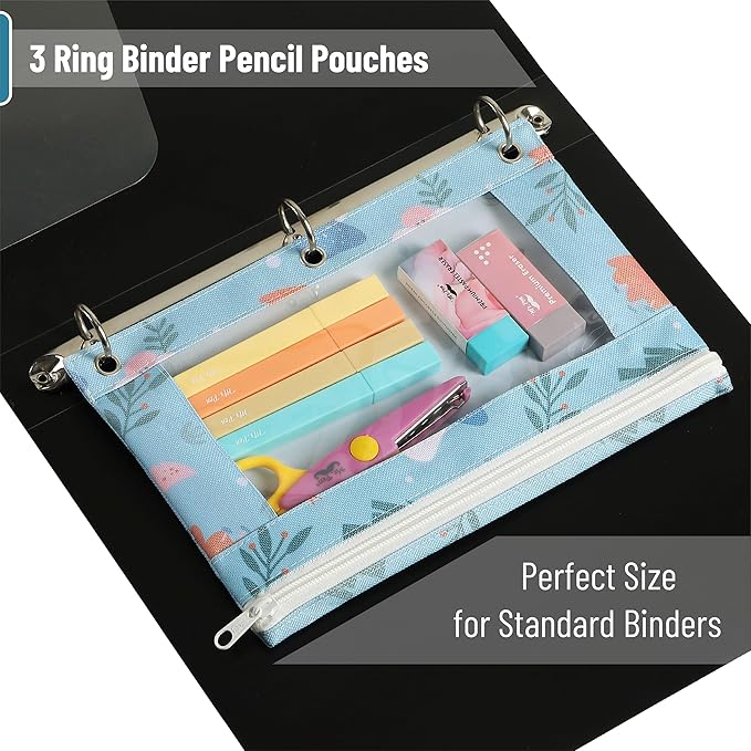 Mr. Pen Zipper Pencil Case Pouch for 3-Ring Binder, 2-Pack