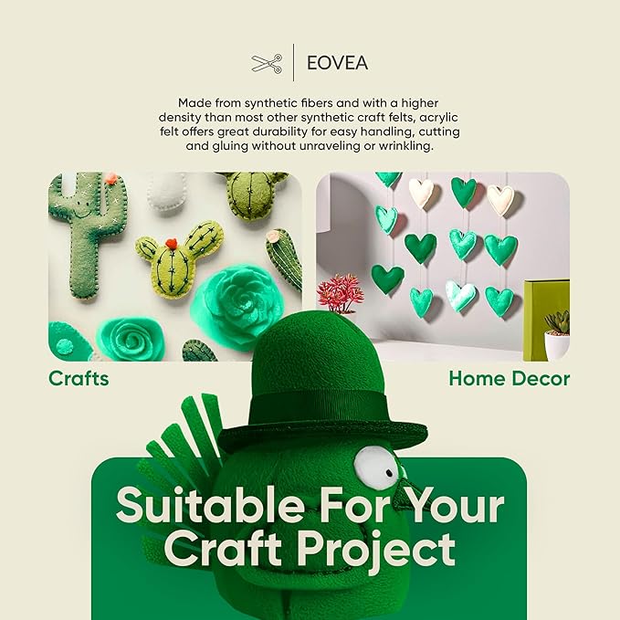 EOVEA | Acrylic Felt Fabric by The Yard - Non-Stiff, Soft Material - 72" Wide - 1.6mm Thick Felt Sheets for DIY Crafts, Sewing, Upholstery, Cushion, Padding(Hunter Green,20 Yard)