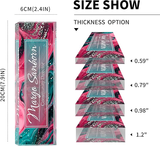 Personalized Name Plate for Desk, Custom Desk Name Plate, Acrylic Name Plate Office Desk Accessories, Personalized Office Gifts for Coworkers Teachers, Employee Appreciation Gifts (C-Teal Spark)