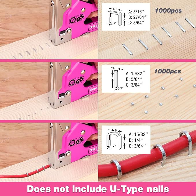 ValueMax Staple Gun, Heavy Duty 3-in-1 Manual Nail Gun with 2000 Staples, Remover, Upholstery Stapler for Wood, Furniture, Carpet, Carpentry, DIY, Wire, Decoration, Craft, Fixing Material, Decoration