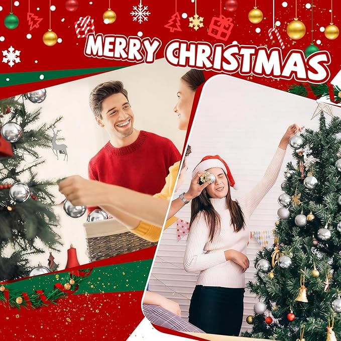 40 Pcs Christmas Ball Ornaments 4 Inch UV Resistant and Waterproof Shatterproof Shiny Plastic Christmas Tree Hanging Ornaments Decoration for Indoor Outdoor Holiday Party(Silver)