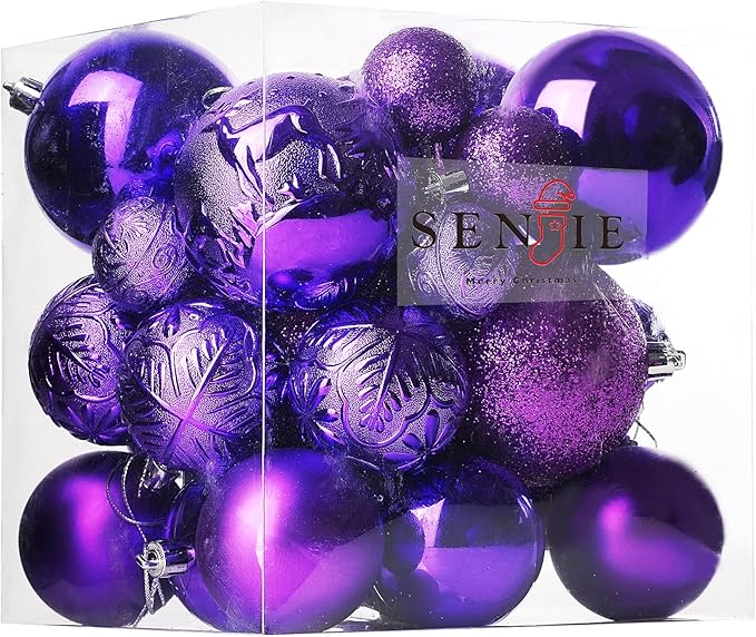 Christmas Ornaments for Xmas Trees,Purple Shatterproof Christmas Ball Ornaments