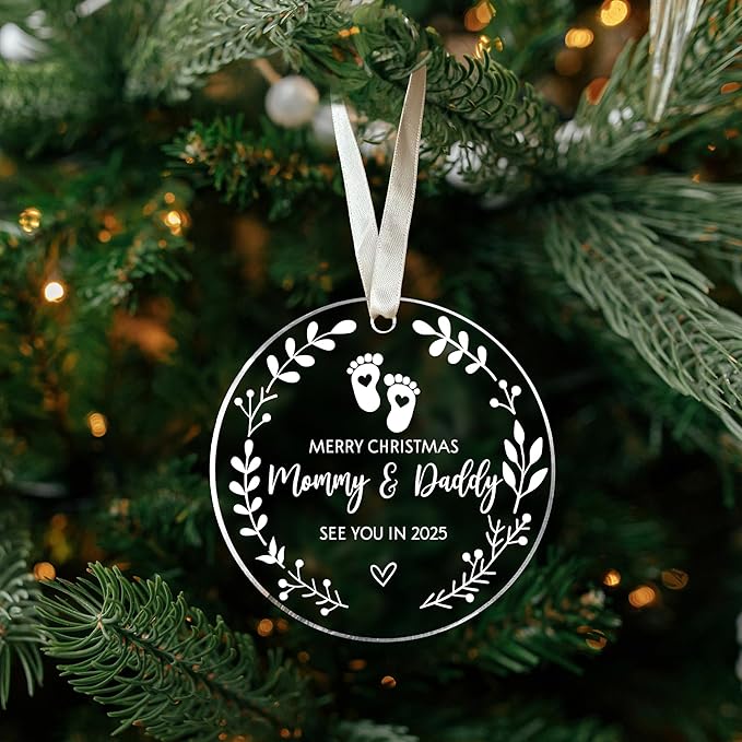 Gifts for Expecting Parents - Expecting Parents to Be Unique Gifts - Baby Pregnancy Announcement Ornaments for Family, Husband - Baby Ornament 2025 - Acrylic Ornament
