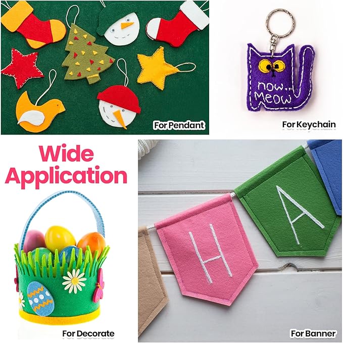 Reginary 120 Pcs 12 x 8 Inch Felt Sheets for Craft 40 Assorted Color Felt Squares Stiff Paper for Back to School Fall Thanksgiving Halloween Xmas DIY Craft Sewing Patchwork (Classic)