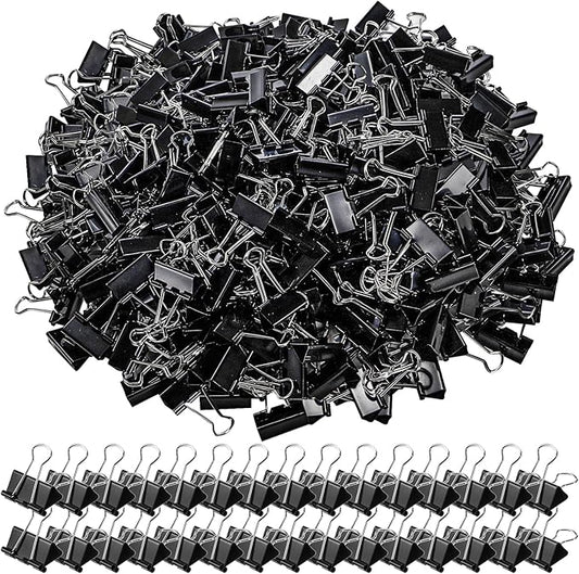 300 Pack Medium Binder Clip, 1-1/4 Inch Metal Black Fold Back Clips, Standard Paperwork Clamp Bulk for School Teacher Student, Business Office Home