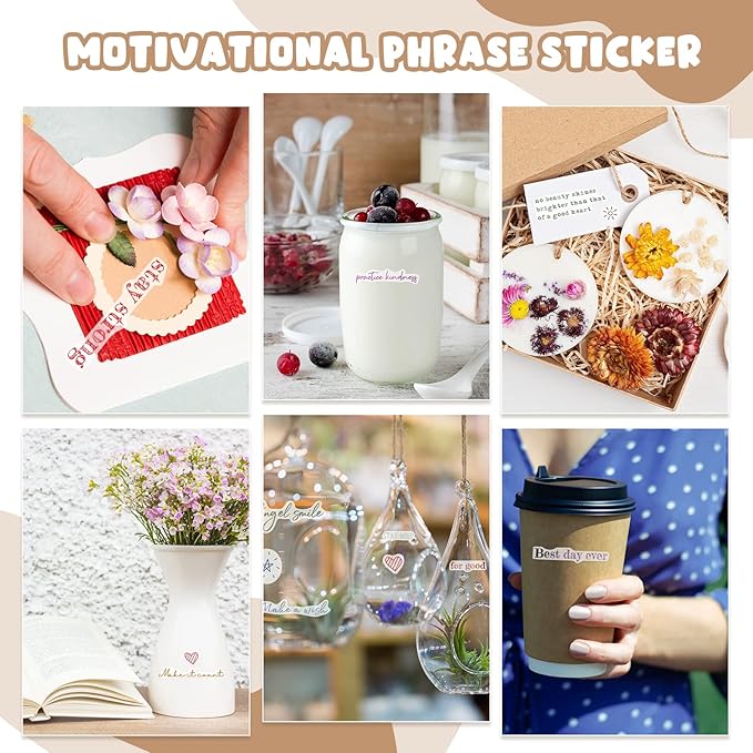48 Sheets Inspirational Quotes Stickers Aesthetic Sayings Decal Motivational Words Handwritten Letters Gift for DIY Crafts Journaling Scrapbook Planner Appreciation Supplies, 8 Styles(Colorful)