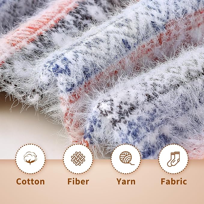 ICEIVY 5 Pair Fuzzy Cozy Socks for Women - Warm Comfy Soft Casual Home Sleep Winter Wool Socks - Gifts for Women
