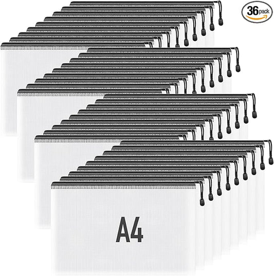 Umriox Zipper Pouch, 13.0x9.0 in (Black, 36 Packs), Zipper Pouches for Organizing, Clear Zipper Pouches for Office Supplies