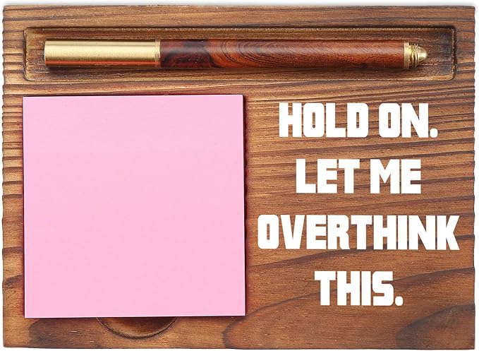 Let Me Overthink This Sticky Note Holder, Funny Office Desk Organizer, Anxiety Humor Gift for Coworkers, Friends, Self-Stick Note Pad Holders EDP127