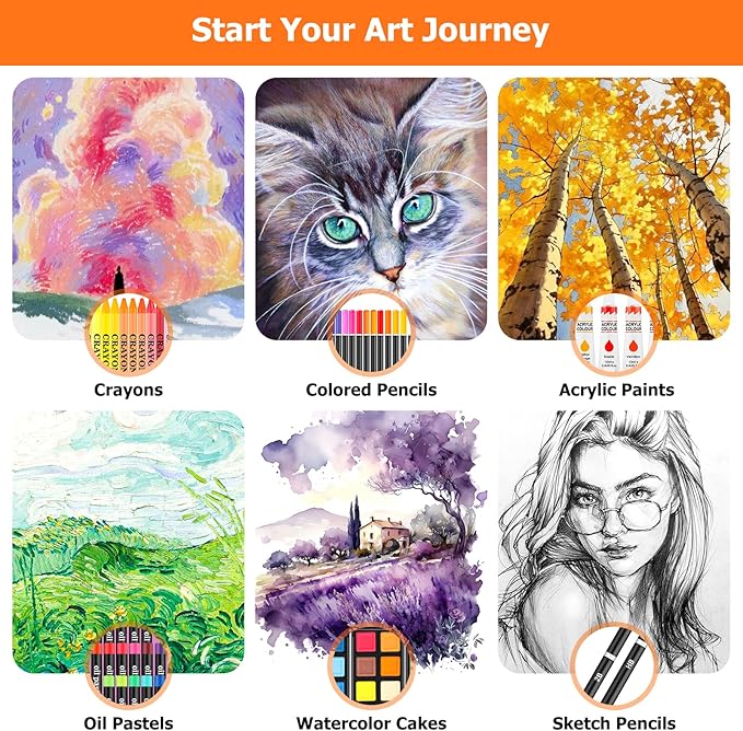 Halloween & Christmas Day Gifts for Kids, Teen Girl Girls Trendy Stuff, Stocking Stuffers for Teens, 192-Pack Drawing Painting Art Supplies with Acrylic Pad, Watercolor Pad, Sketch Book, Canvases