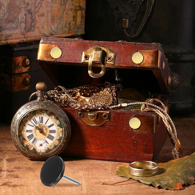 uxcell 150Pcs Upholstery Tacks, 11mmx15mm Flat Head Thumb Tack Decorative Furniture Nails Push Pins for Furniture Sofa Headboards, Black