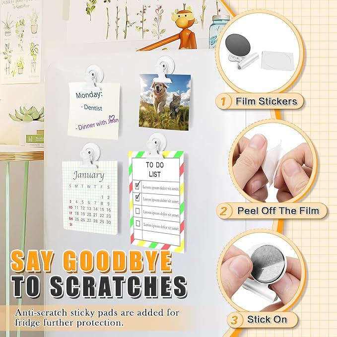 12Pack Magnetic Clips Heavy Duty, Magnet Clips for Fridge, Refrigerator Magnets with Clips, No-Scratch Strong Magnetic Clips Display Paper Fasteners on Home& Office& Teaching (White)