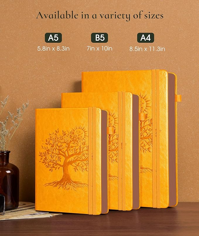 Vintage Leather Journal with 300 Numbered Pages,A4 Lined Journal for Men Women,Daily Journals for Writing,College Ruled Notebook for Work,School,Note taking,Travel Diary,Large (8.5" X 11.3")