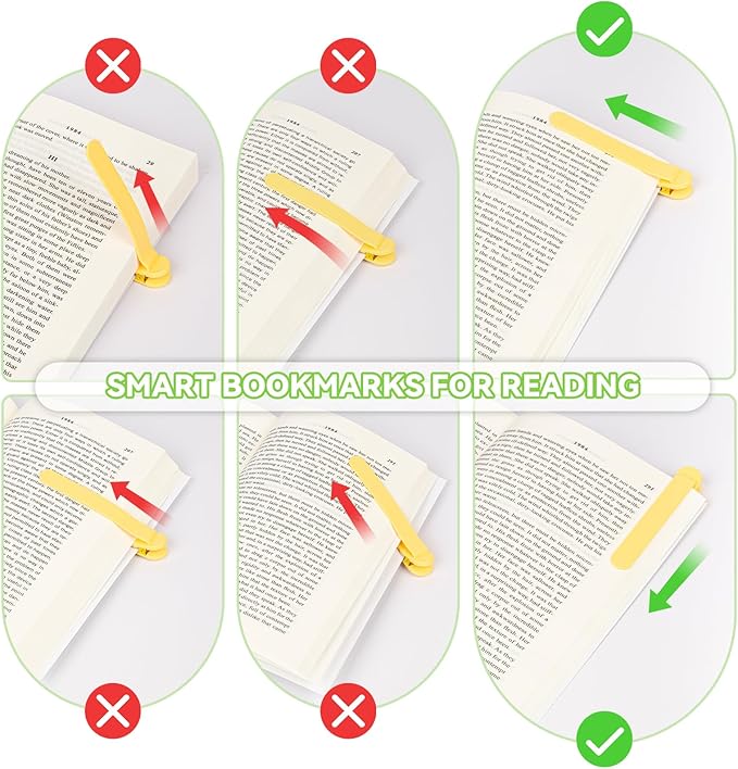 6 PCS Automatic Bookmark, Smart Bookmarks for Women Men Book Accessories Silicone Book Mark Bible Book Markers Book Marks for Reading Book Lovers Gifts Bookish Gifts Birthday Party Favors for Kids, C