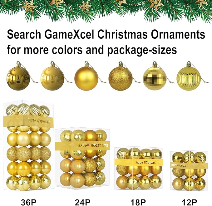 Gold 8.0" Extra Large Christmas Ornaments - Christmas Tree Decoration Balls Shatterproof Hanging Shiny Balls for Birthday Holiday Wedding Decorations Set of 2pcs