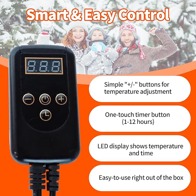 Heated Seat Cushion with 7 Heat Settings & 12-Hour Timer Shut-Off Function Office Chair Pad, Auto Shut-Off Protection, Soft Plush Cover, Non-Slip Bottom for Office Chair & Wheelchair (Black)