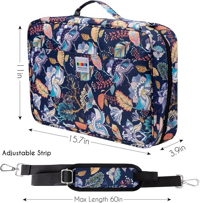 YOUSHARES Big Capacity Colored Pencil Case - 480 Slots large Pen Case Organizer with Multilayer Holder for Prismacolor Colored Pencils & Gel Pen (Retro Flower)