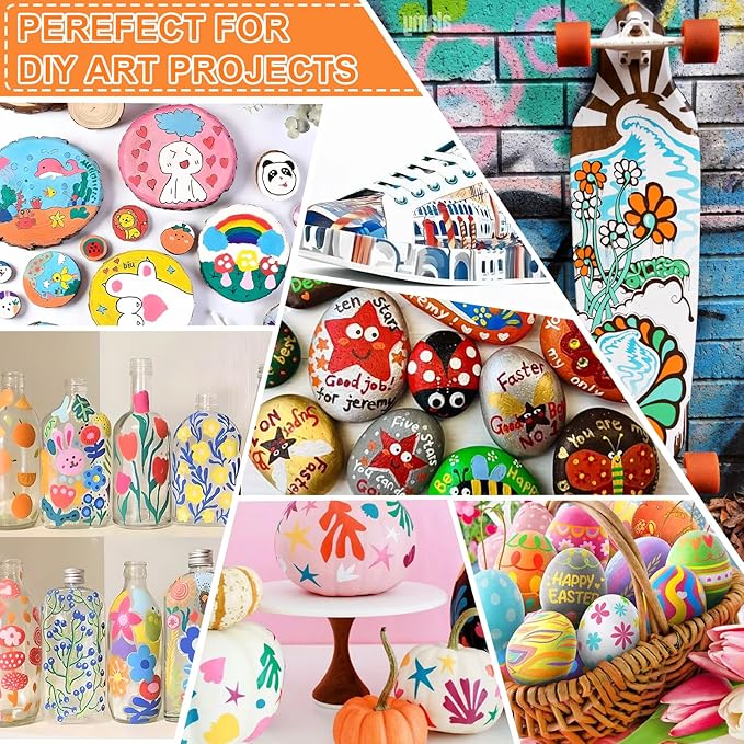 124 Colors Acrylic Paint Pens, Dual Tip Acrylic Paint Markers with Brush Tip and Fine Tip, Acrylic Pens for Rock Painting, Wood, Canvas, Stone, Glass, Ceramic,DIY Crafts Making Art Supplies