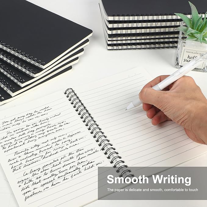 miikoul 60 Packs A5 Spiral Notebooks, Black Ruled Notebooks Bulk, 8.3"×5.5", 60 Sheets/120 Pages, Hardcover Lined Journal Notepad Travel Notebooks for Office and Back to School Supplies