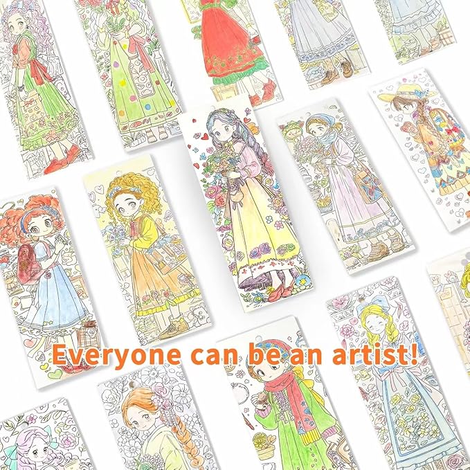 COIPLAY 648 Color Blocks Watercolor Paint Set, 52-Bookmarks, 3 Brushes, Silicone Cup, Fairytale Princess Coloring Books, for All Ages, Travel-Friendly, Easy to Use, All in One, Art Supplies Craft kit