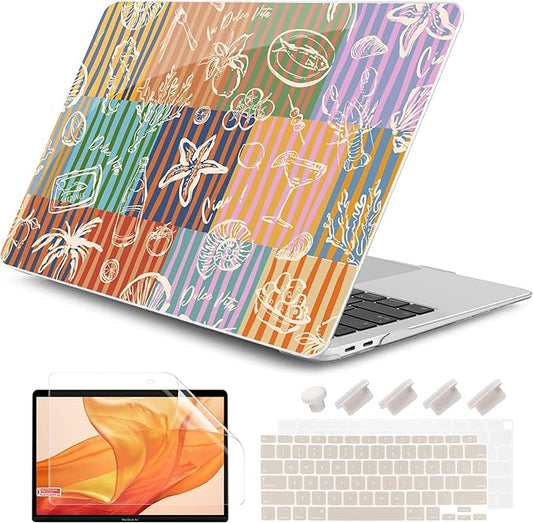 DONGKE for MacBook Air 13 Inch Case 2021-2018, Compatible with A2337 M1 A2179 A1932 Support Retina Display & Touch ID, Hard Shell Plastic Cover with Keyboard Skin - Italy Mood